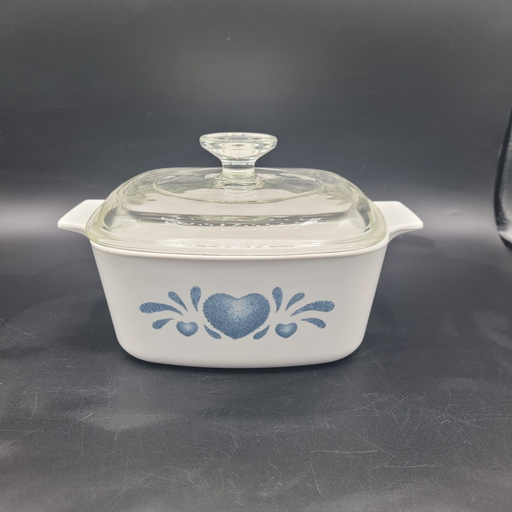 Corning Ware Blue Hearts Casserole Dish 1.5 Quart With Lid
